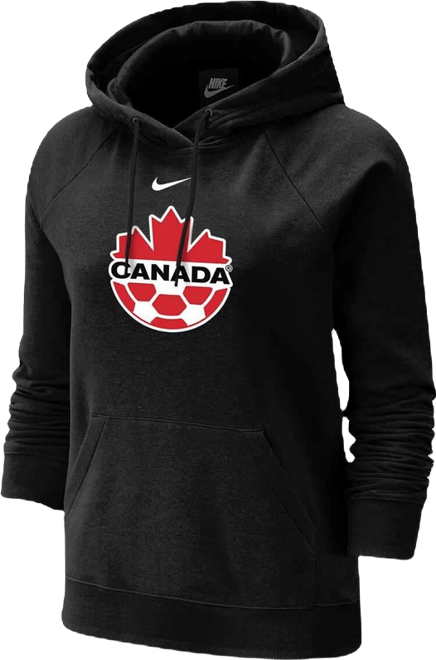 Women's  Black Canada Soccer Varsity Raglan Tri-Blend Pullover Hoodie