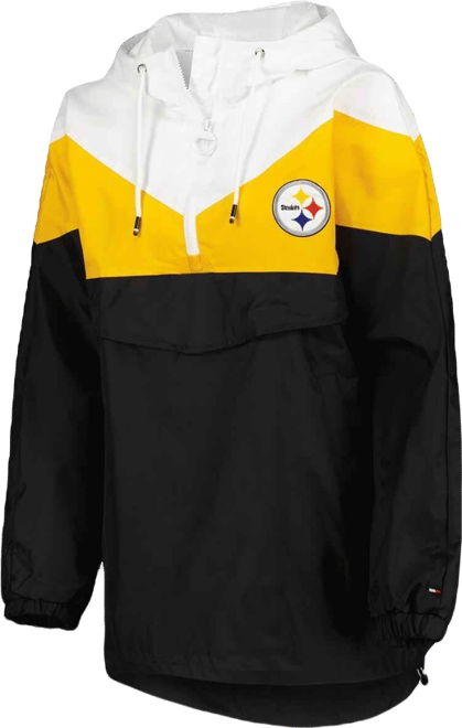 Women's  White, Gold Pittsburgh Steelers Staci Half-Zip Hoodie Windbreaker Jacket