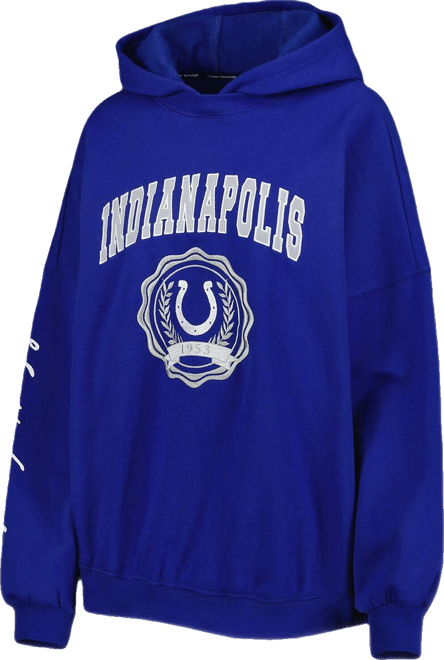 Women's  Royal Indianapolis Colts Becca Drop Shoulder Pullover Hoodie
