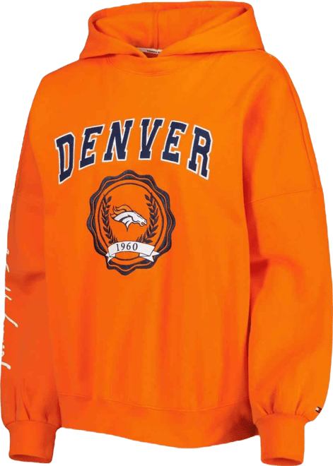 Women's  Orange Denver Broncos Becca Drop Shoulder Pullover Hoodie