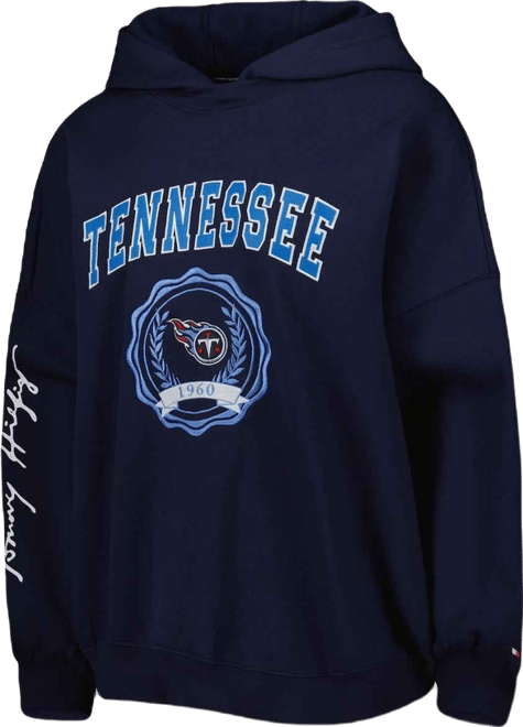 Women's  Navy Tennessee Titans Becca Drop Shoulder Pullover Hoodie