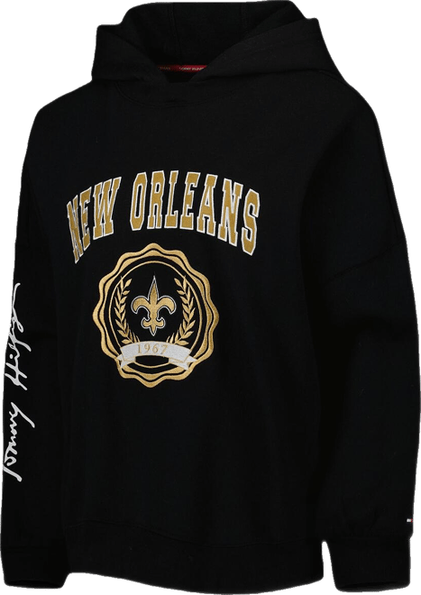 Women's  Black New Orleans Saints Becca Drop Shoulder Pullover Hoodie