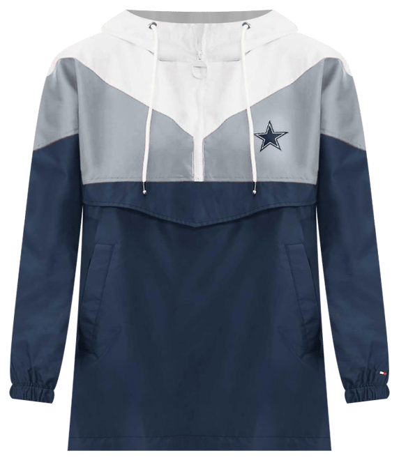 Women's  White, Navy Dallas Cowboys Staci Half-Zip Hoodie Windbreaker Jacket