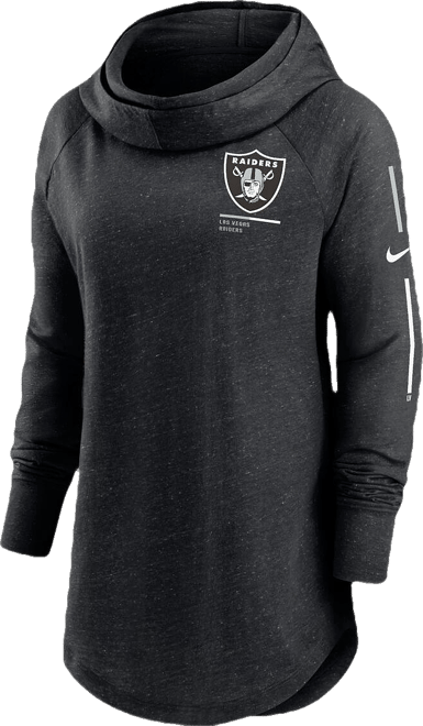 Women's  Black Las Vegas Raiders Minimal Statement Raglan Funnel Neck Pullover Hoodie
