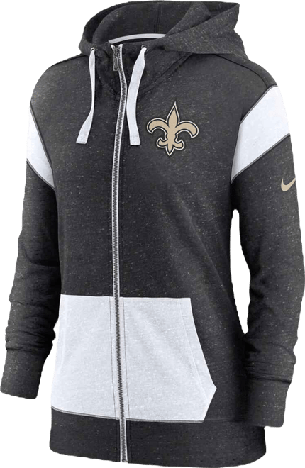 Women's  Heathered Black, White New Orleans Saints Plus Size Monaco Full-Zip Hoodie