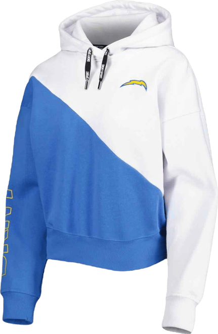 Women's  Sport White and Powder Blue Los Angeles Chargers Bobbi Color Blocked Pullover Hoodie