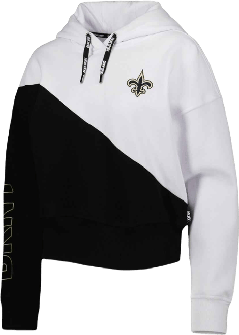 Women's  Sport White and Black New Orleans Saints Bobbi Color Blocked Pullover Hoodie