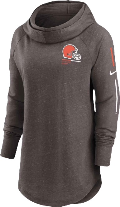 Women's  Heathered Brown Cleveland Browns Minimal Statement Raglan Funnel Neck Pullover Hoodie