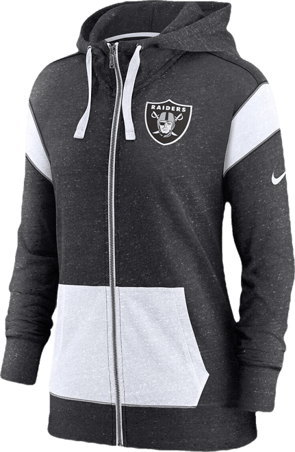 Women's  Heathered Black, White Las Vegas Raiders Plus Size Monaco Full-Zip Hoodie