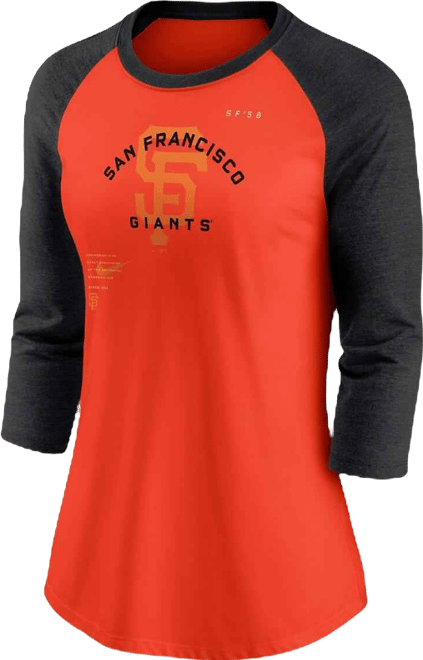 Women's  Orange, Black San Francisco Giants Next Up Tri-Blend Raglan 3/4-Sleeve T-shirt
