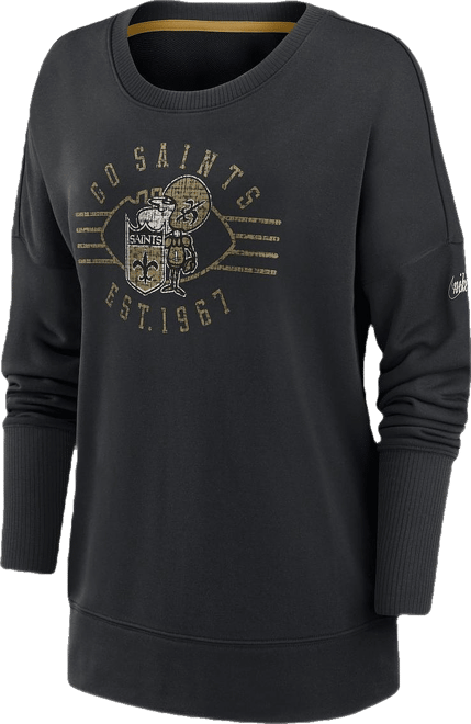 Women's  Black New Orleans Saints Rewind Playback Icon Performance Pullover Sweatshirt