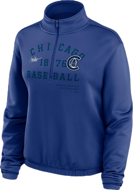 Women's  Royal Chicago Cubs Rewind Splice Quarter-Zip Sweatshirt
