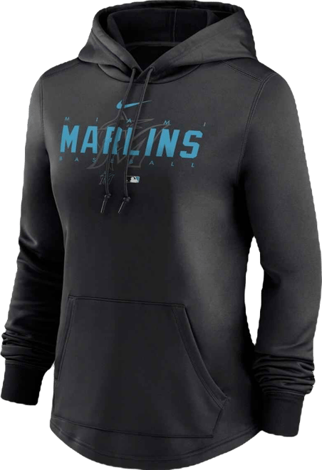 Women's  Black Miami Marlins Authentic Collection Pregame Performance Pullover Hoodie