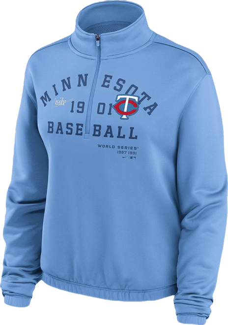 Women's  Light Blue Minnesota Twins Rewind Splice Half-Zip Sweatshirt