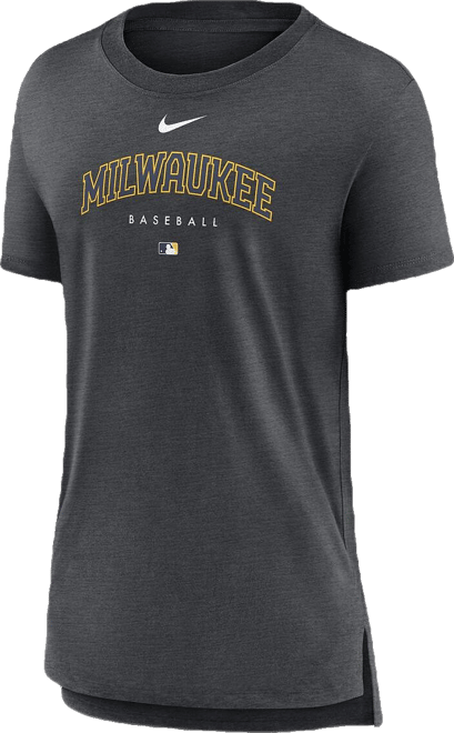 Women's  Heather Charcoal Milwaukee Brewers Authentic Collection Early Work Tri-Blend T-shirt