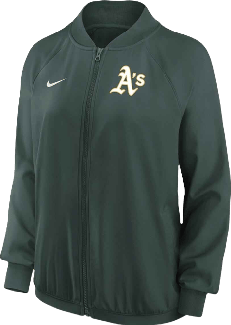 Women's  Green Oakland Athletics Authentic Collection Team Raglan Performance Full-Zip Jacket