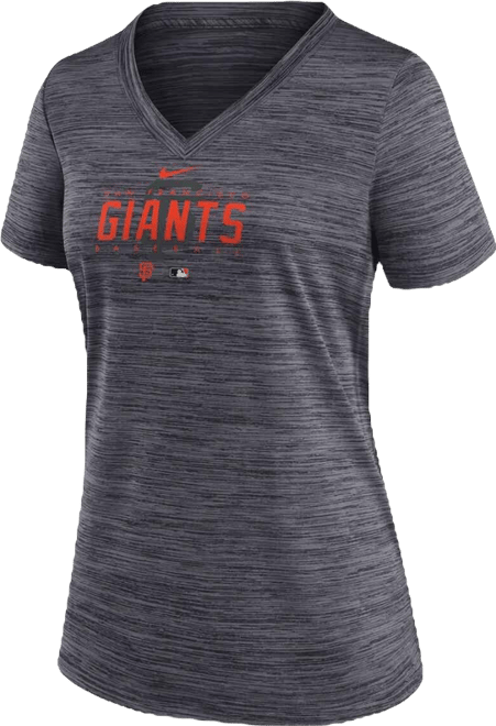 Women's  Black San Francisco Giants Authentic Collection Velocity Practice Performance V-Neck T-shirt