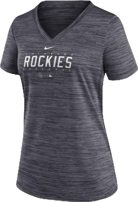 Women's  Black Colorado Rockies Authentic Collection Velocity Practice Performance V-Neck T-shirt