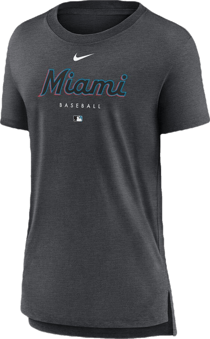 Women's  Heather Charcoal Miami Marlins Authentic Collection Early Work Tri-Blend T-shirt