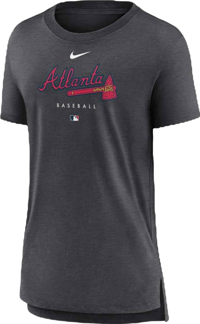 Women's  Heather Charcoal Atlanta Braves Authentic Collection Early Work Tri-Blend T-shirt
