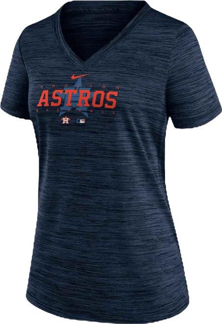 Women's  Navy Houston Astros Authentic Collection Velocity Practice Performance V-Neck T-shirt
