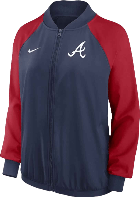 Women's  Navy Atlanta Braves Authentic Collection Team Raglan Performance Full-Zip Jacket