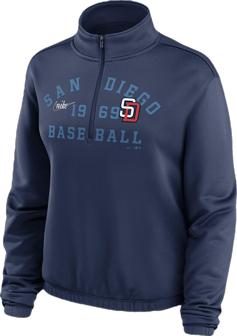 Women's  Navy San Diego Padres Rewind Splice Half-Zip Sweatshirt