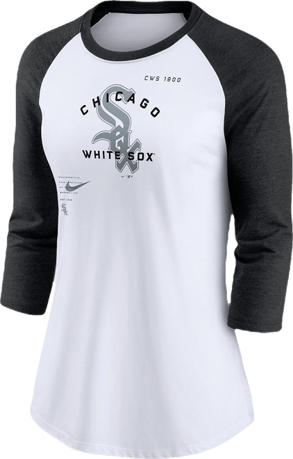 Women's  White, Black Chicago White Sox Next Up Tri-Blend Raglan 3/4-Sleeve T-shirt