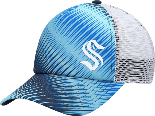 Women's  Light Blue, White Seattle Kraken Graphic Foam Trucker Snapback Hat