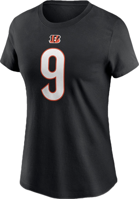 Women's  Joe Burrow Black Cincinnati Bengals Player Name and Number T-shirt