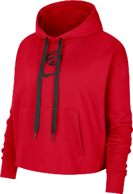 Women's  Red Toronto Raptors Courtside Cropped Pullover Hoodie