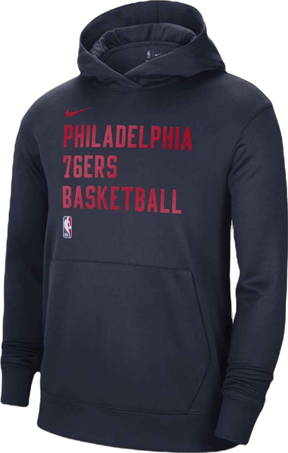 Men's and Women's  Navy Philadelphia 76ers 2023/24 Performance Spotlight On-Court Practice Pullover Hoodie