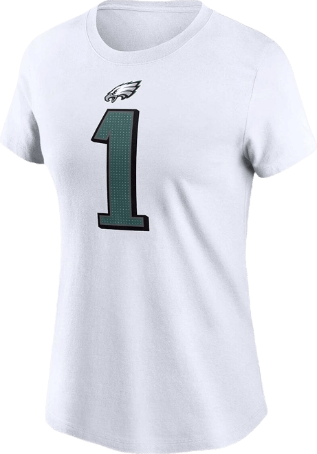 Women's  Jalen Hurts White Philadelphia Eagles Player Name and Number T-shirt