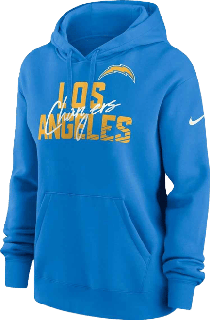 Women's  Powder Blue Los Angeles Chargers Wordmark Club Fleece Pullover Hoodie