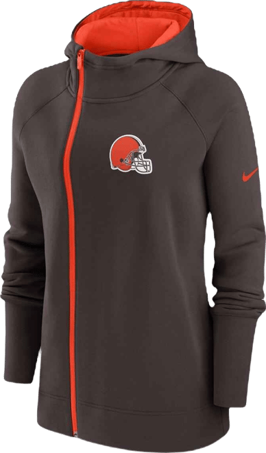Women's  Brown Cleveland Browns Asymmetrical Raglan Full-Zip Hoodie