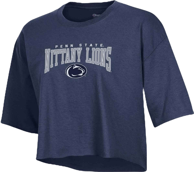 Women's  Heather Navy Penn State Nittany Lions Boyfriend Cropped T-shirt