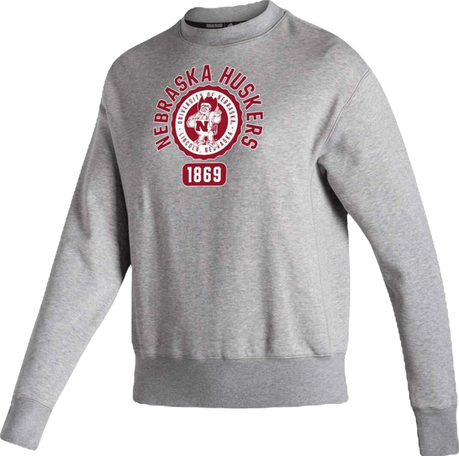 Women's  Heathered Gray Nebraska Huskers Vintage-Like Circle Pullover Sweatshirt