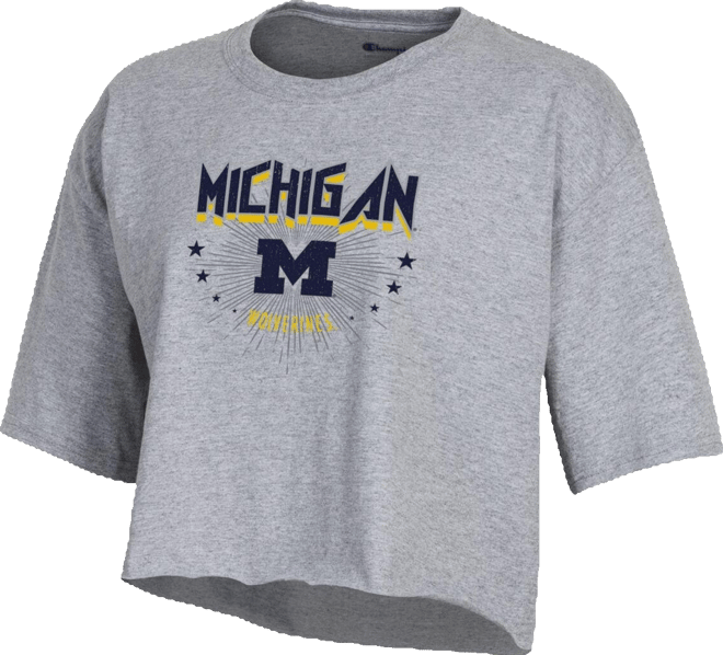 Women's  Heather Gray Michigan Wolverines Boyfriend Cropped T-shirt