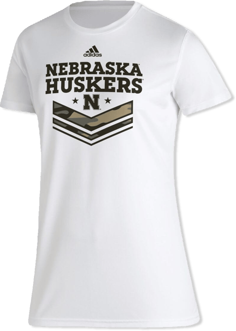 adidas Women's White Nebraska Huskers Military-Inspired