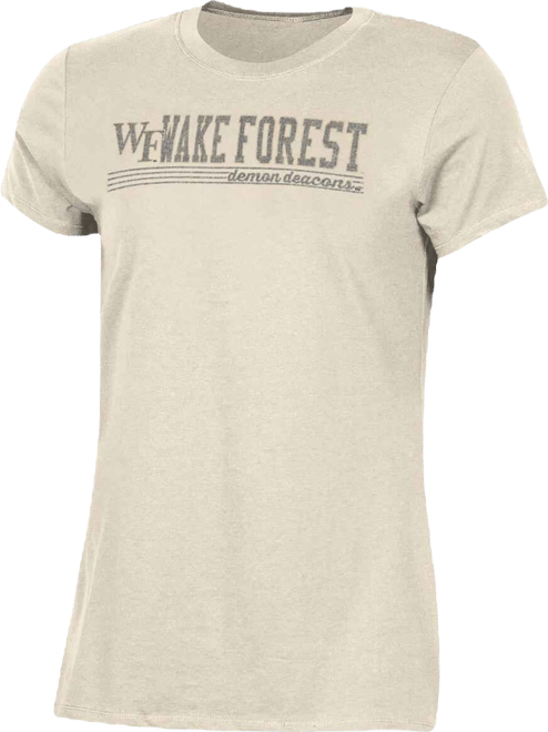 Women's  Cream Distressed Wake Forest Demon Deacons Classic T-shirt