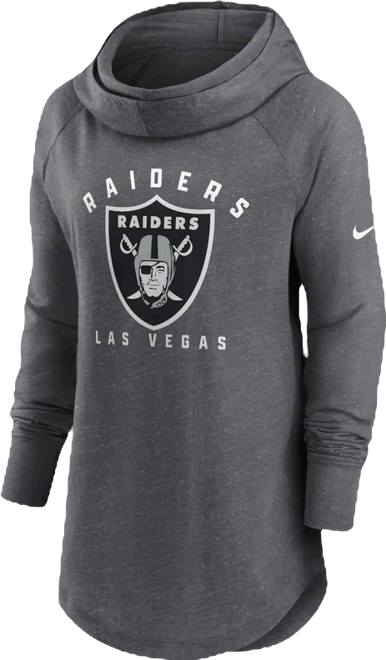 Women's  Heather Charcoal Las Vegas Raiders Raglan Funnel Neck Pullover Hoodie