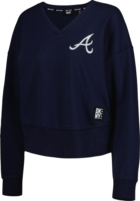 Women's  Sport Navy Atlanta Braves Lily V-Neck Pullover Sweatshirt