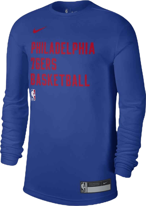 Men's and Women's  Royal Philadelphia 76ers 2023/24 Legend On-Court Practice Long Sleeve T-shirt