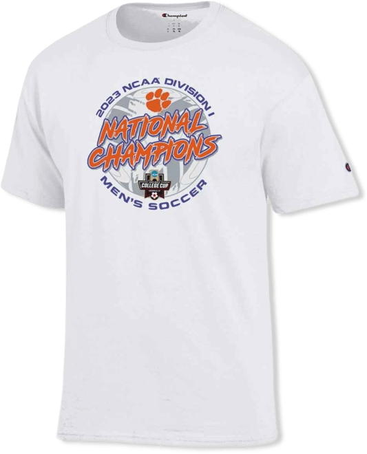 Men's and Women's  White Clemson Tigers 2023 Ncaa Men's Soccer National s Locker Room T-shirt
