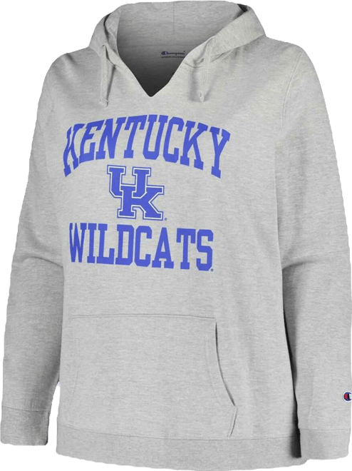Women's  Heather Gray Kentucky Wildcats Plus Size Heart & Soul Notch Neck Pullover Hoodie