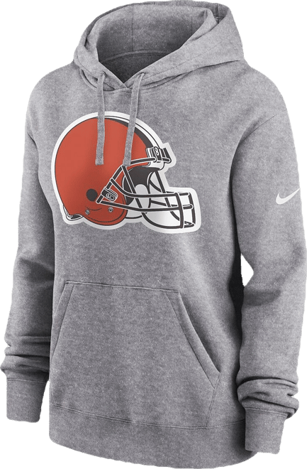 Women's  Heather Gray Cleveland Browns Team Logo Club Fleece Pullover Hoodie