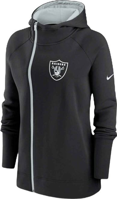 Women's  Black Las Vegas Raiders Asymmetrical Raglan Full-Zip Hoodie