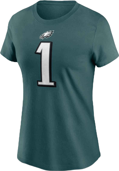 Women's  Jalen Hurts Midnight Green Philadelphia Eagles Player Name and Number T-shirt