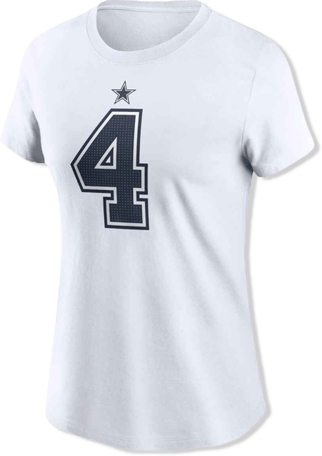 Women's  Dak Prescott White Dallas Cowboys Player Name and Number T-shirt