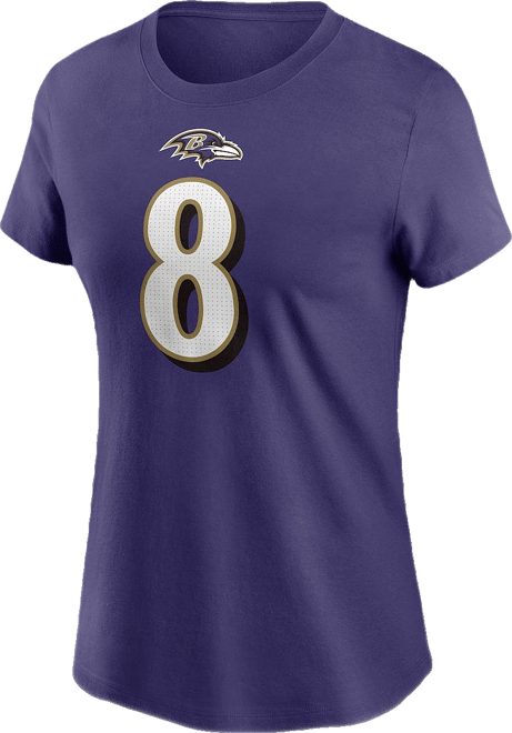 Women's  Lamar Jackson Purple Baltimore Ravens Player Name and Number T-shirt